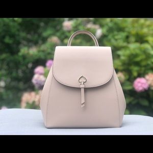 Kate Spade Adel Medium Flap Backpack in Warmbeige